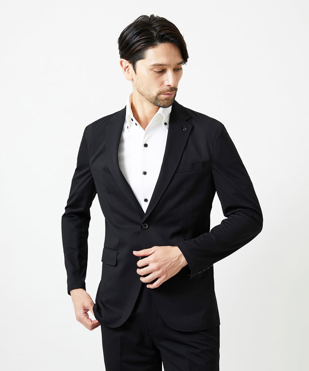 MNDGD54400 MICHEL KLEIN HOMME(ミッシェルクラン オム) 【セットアップ】メッシュテーラードジャケット ブラック