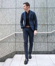 MNDGF06430 MICHEL KLEIN HOMME(ミッシェルクラン オム) 【セットアップ】メッシュプリントテーラードジャケット ネイビー