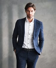 MNDGF06430 MICHEL KLEIN HOMME(ミッシェルクラン オム) 【セットアップ】メッシュプリントテーラードジャケット ネイビー