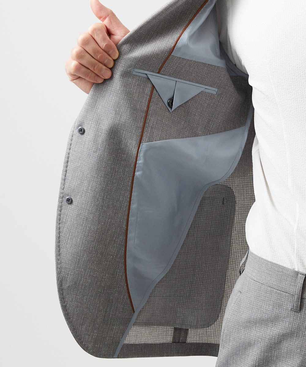 MNDGF06430 MICHEL KLEIN HOMME(ミッシェルクラン オム) 【セットアップ】メッシュプリントテーラードジャケット ライトグレー