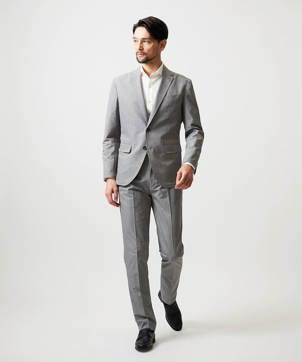 MNDGF06430 MICHEL KLEIN HOMME(ミッシェルクラン オム) 【セットアップ】メッシュプリントテーラードジャケット ライトグレー