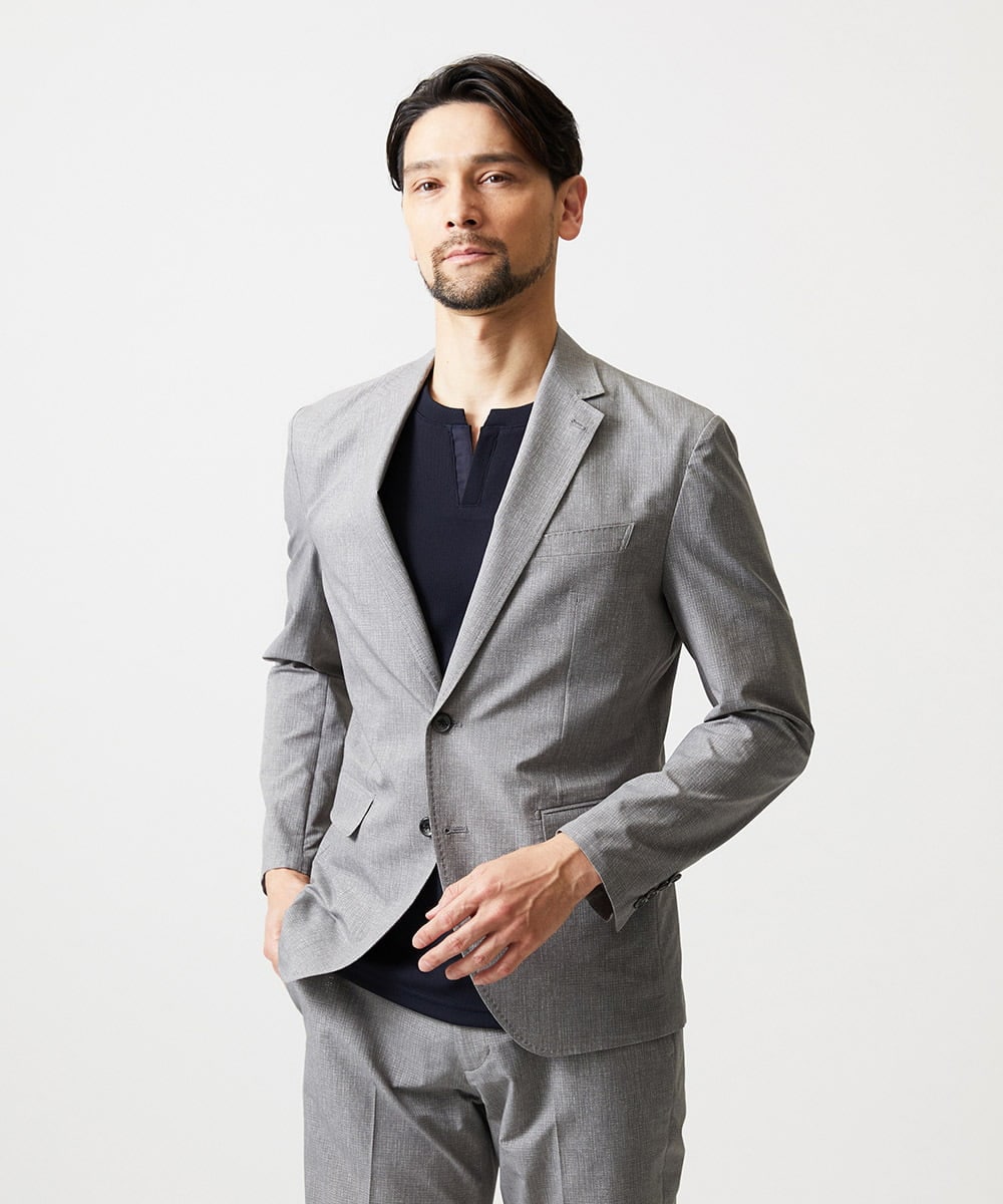 MNDGF06430 MICHEL KLEIN HOMME(ミッシェルクラン オム) 【セットアップ】メッシュプリントテーラードジャケット ライトグレー
