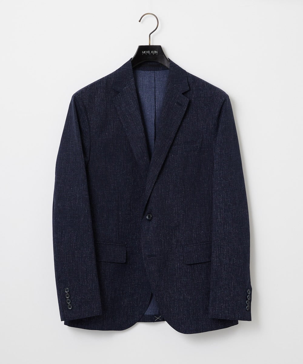 MNDGF07430 MICHEL KLEIN HOMME(ミッシェルクラン オム) 【BODY MAKE】【セットアップ】メッシュプリントテーラードジャケット ネイビー