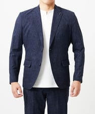 MNDGF07430 MICHEL KLEIN HOMME(ミッシェルクラン オム) 【BODY MAKE】【セットアップ】メッシュプリントテーラードジャケット ネイビー