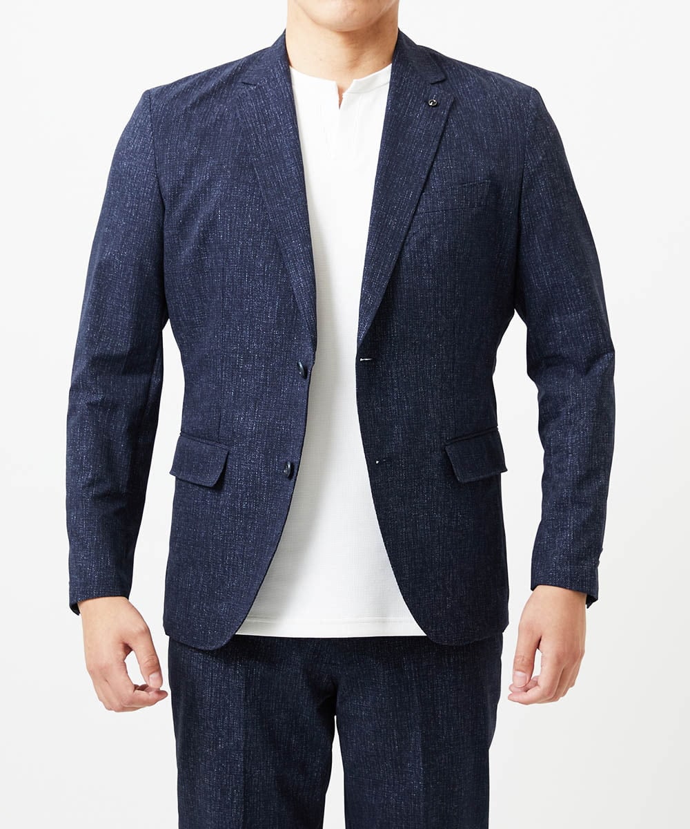 MNDGF07430 MICHEL KLEIN HOMME(ミッシェルクラン オム) 【BODY MAKE】【セットアップ】メッシュプリントテーラードジャケット ネイビー