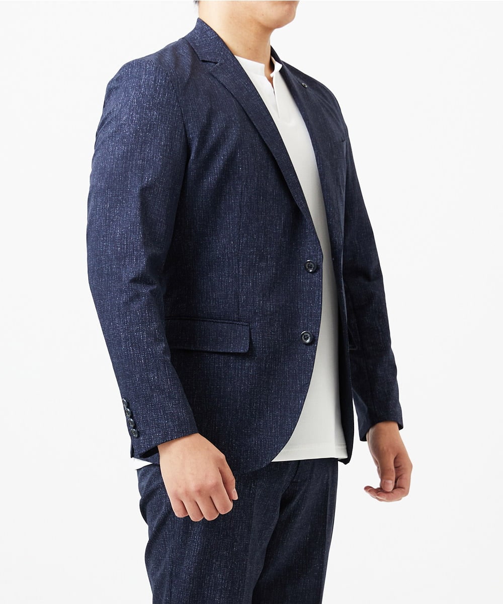MNDGF07430 MICHEL KLEIN HOMME(ミッシェルクラン オム) 【BODY MAKE】【セットアップ】メッシュプリントテーラードジャケット ネイビー