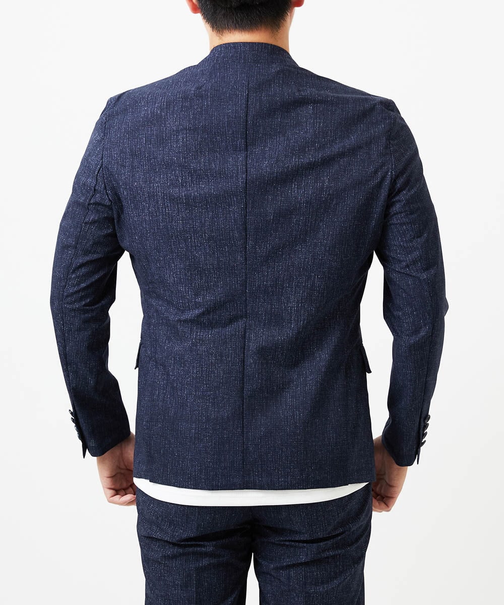 MNDGF07430 MICHEL KLEIN HOMME(ミッシェルクラン オム) 【BODY MAKE】【セットアップ】メッシュプリントテーラードジャケット ネイビー