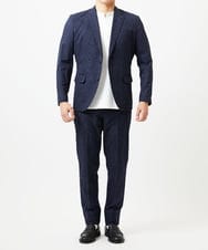 MNDGF07430 MICHEL KLEIN HOMME(ミッシェルクラン オム) 【BODY MAKE】【セットアップ】メッシュプリントテーラードジャケット ネイビー