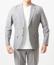 MNDGF07430 MICHEL KLEIN HOMME(ミッシェルクラン オム) 【BODY MAKE】【セットアップ】メッシュプリントテーラードジャケット ライトグレー