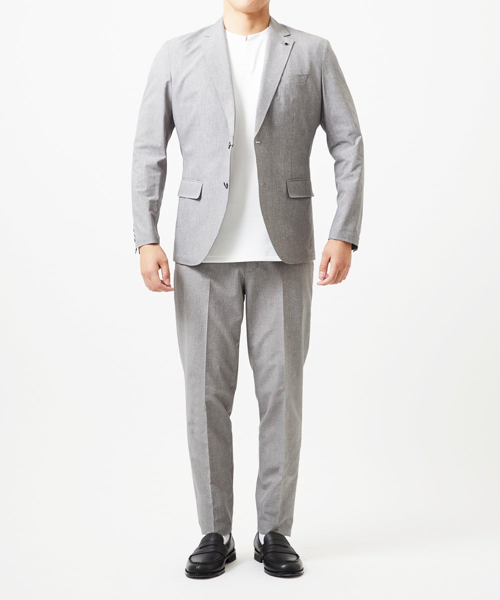 MNDGF07430 MICHEL KLEIN HOMME(ミッシェルクラン オム) 【BODY MAKE】【セットアップ】メッシュプリントテーラードジャケット ライトグレー