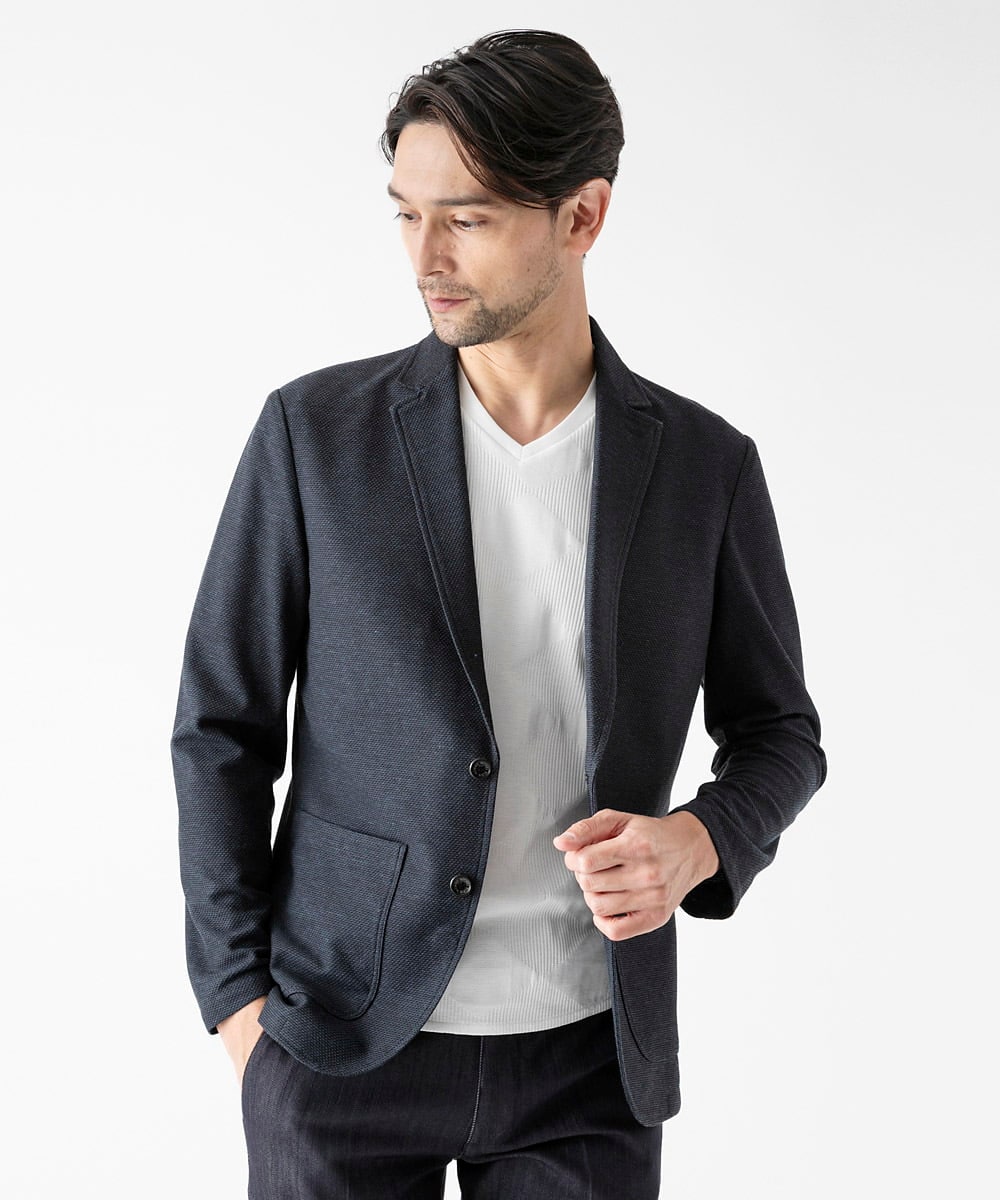 MNDGF55330 MICHEL KLEIN HOMME(ミッシェルクラン オム) ジャージカットジャケット ネイビー