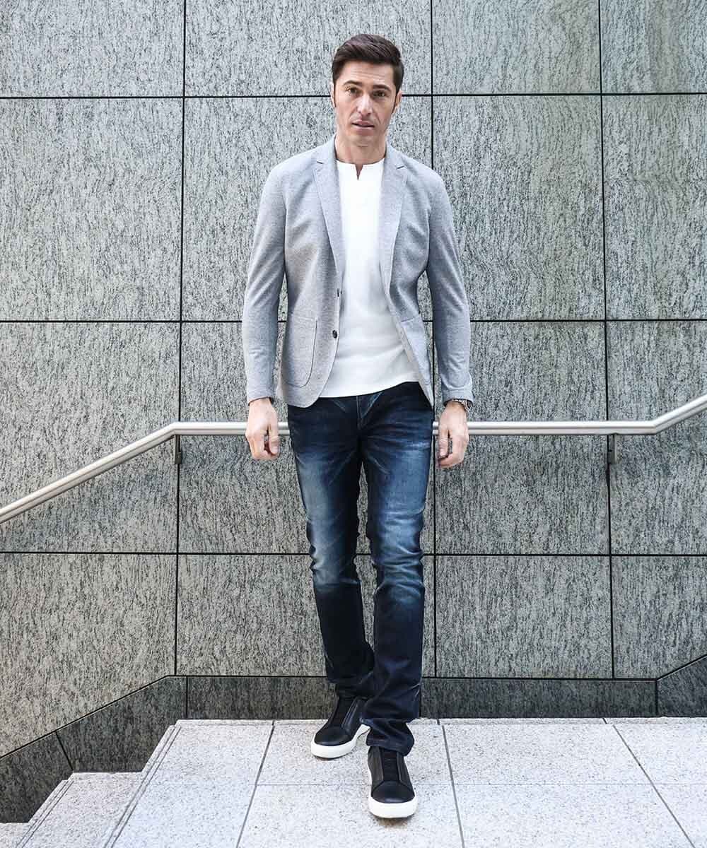 MNDGF55330 MICHEL KLEIN HOMME(ミッシェルクラン オム) ジャージカットジャケット グレー