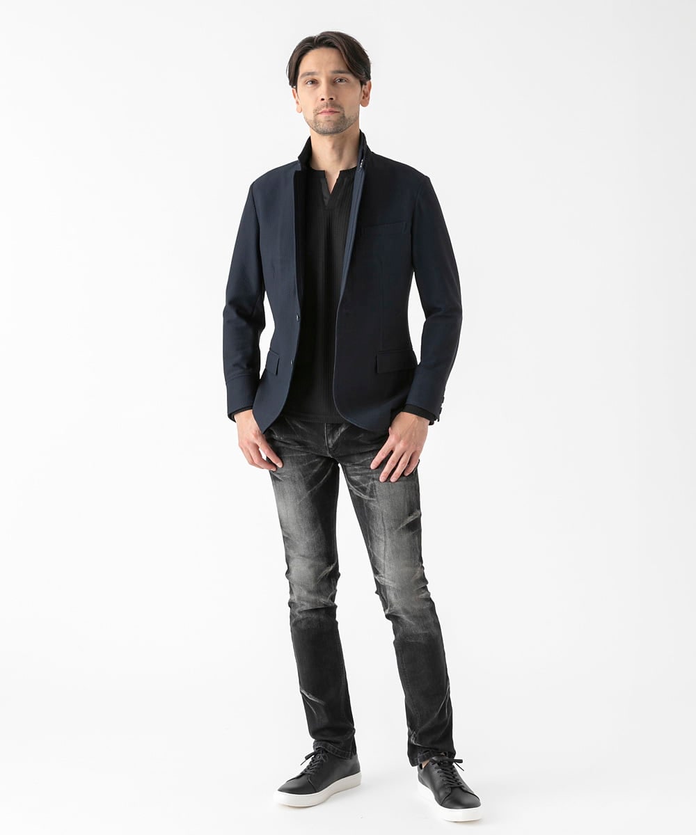 MNDGF56430 MICHEL KLEIN HOMME(ミッシェルクラン オム) 【セットアップ】ストレッチコンバーチブルジャケット ネイビー