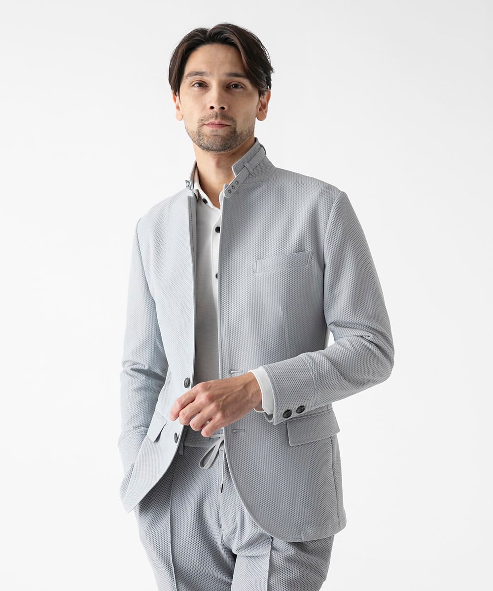 MNDGF56430 MICHEL KLEIN HOMME(ミッシェルクラン オム) 【セットアップ】ストレッチコンバーチブルジャケット グレー