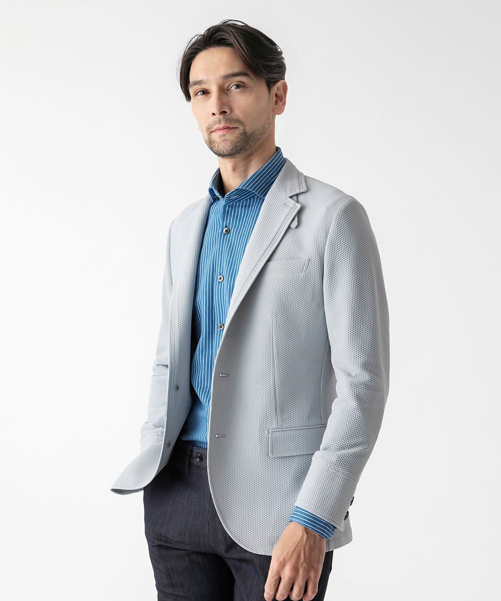 MNDGF56430 MICHEL KLEIN HOMME(ミッシェルクラン オム) 【セットアップ】ストレッチコンバーチブルジャケット グレー