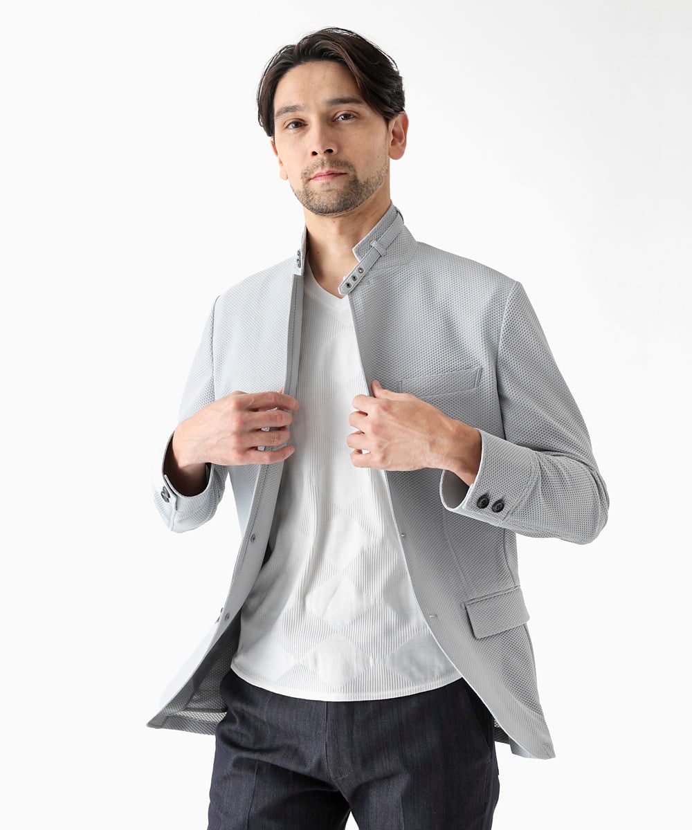 MNDGF56430 MICHEL KLEIN HOMME(ミッシェルクラン オム) 【セットアップ】ストレッチコンバーチブルジャケット グレー