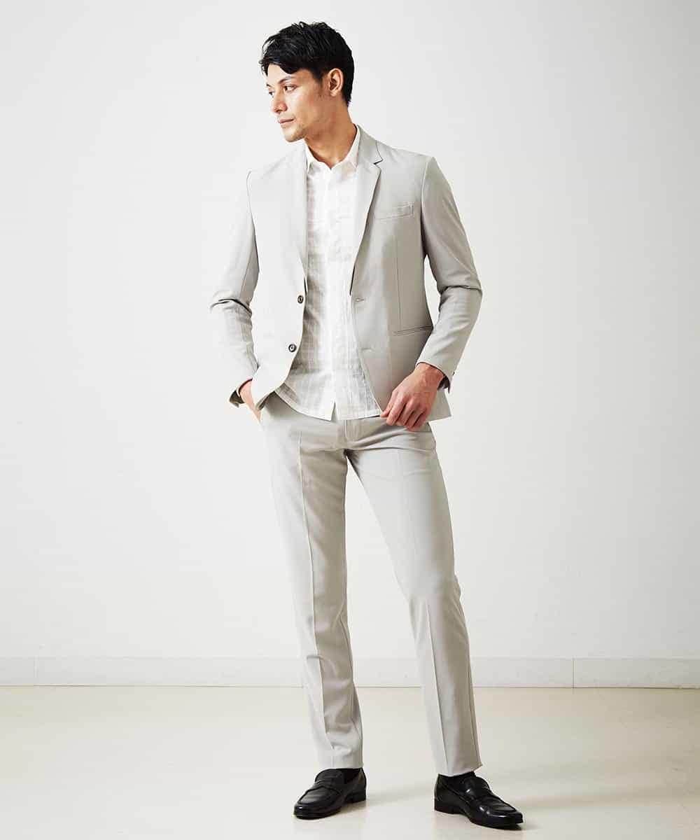 MNDGP06430 MICHEL KLEIN HOMME(ミッシェルクラン オム) テーラーカラー付きノーカラージャケット ベージュ