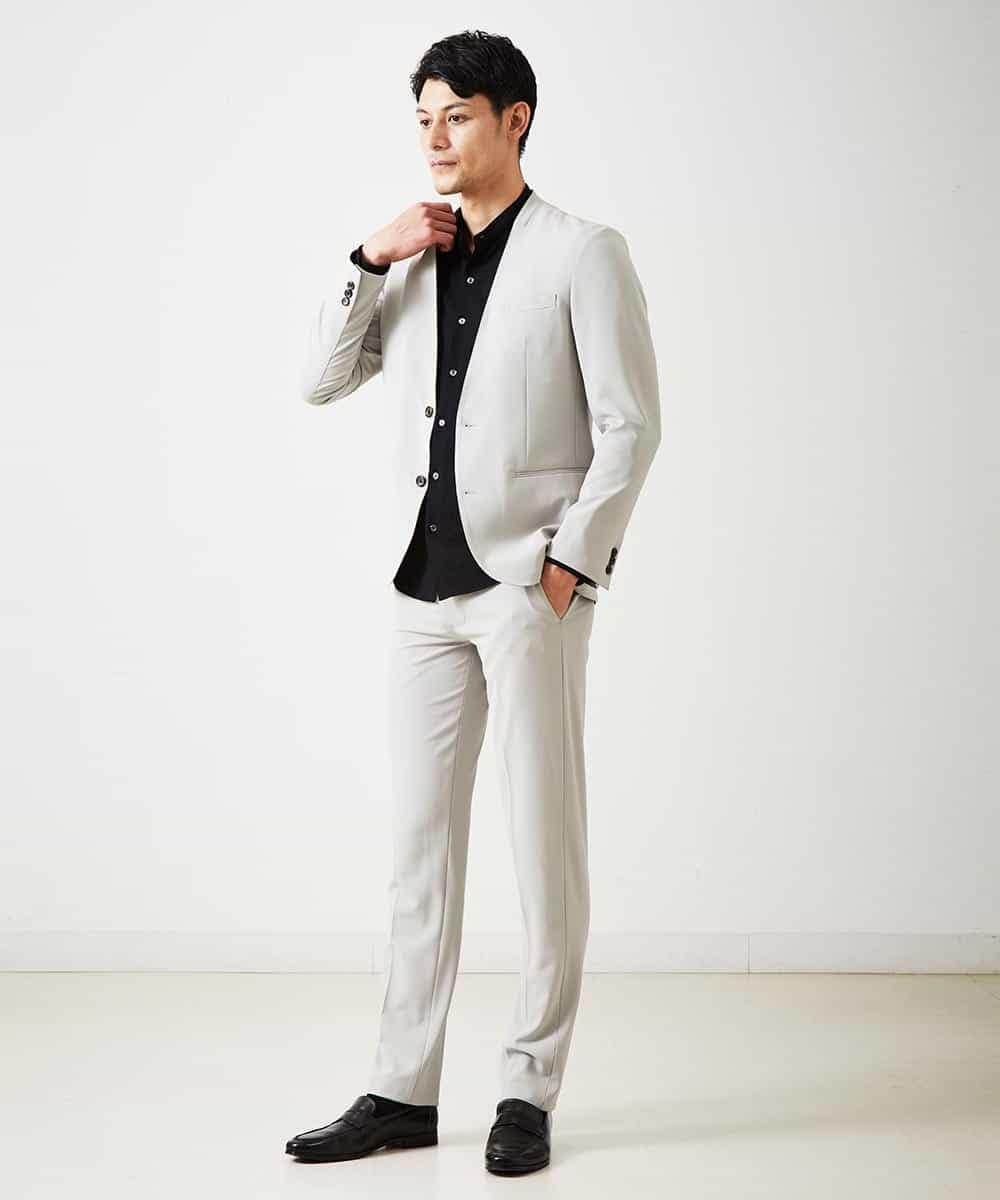 MNDGP06430 MICHEL KLEIN HOMME(ミッシェルクラン オム) テーラーカラー付きノーカラージャケット ベージュ