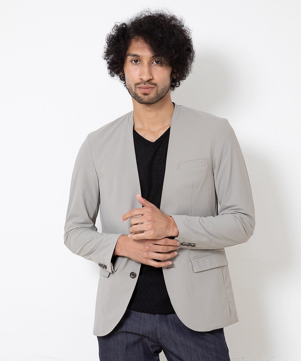 MNDGP09410 MICHEL KLEIN HOMME(ミッシェルクラン オム) ノーカラージャケット ベージュ(82)