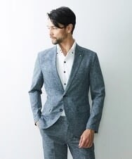 MNDGS02360 MICHEL KLEIN HOMME(ミッシェルクラン オム) 幾何柄ストレッチジャケット ライトブルー(50)