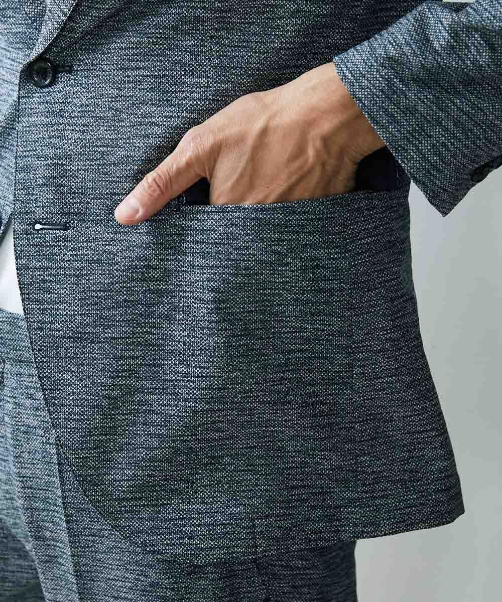 MNDGS02360 MICHEL KLEIN HOMME(ミッシェルクラン オム) 幾何柄ストレッチジャケット ライトブルー(50)
