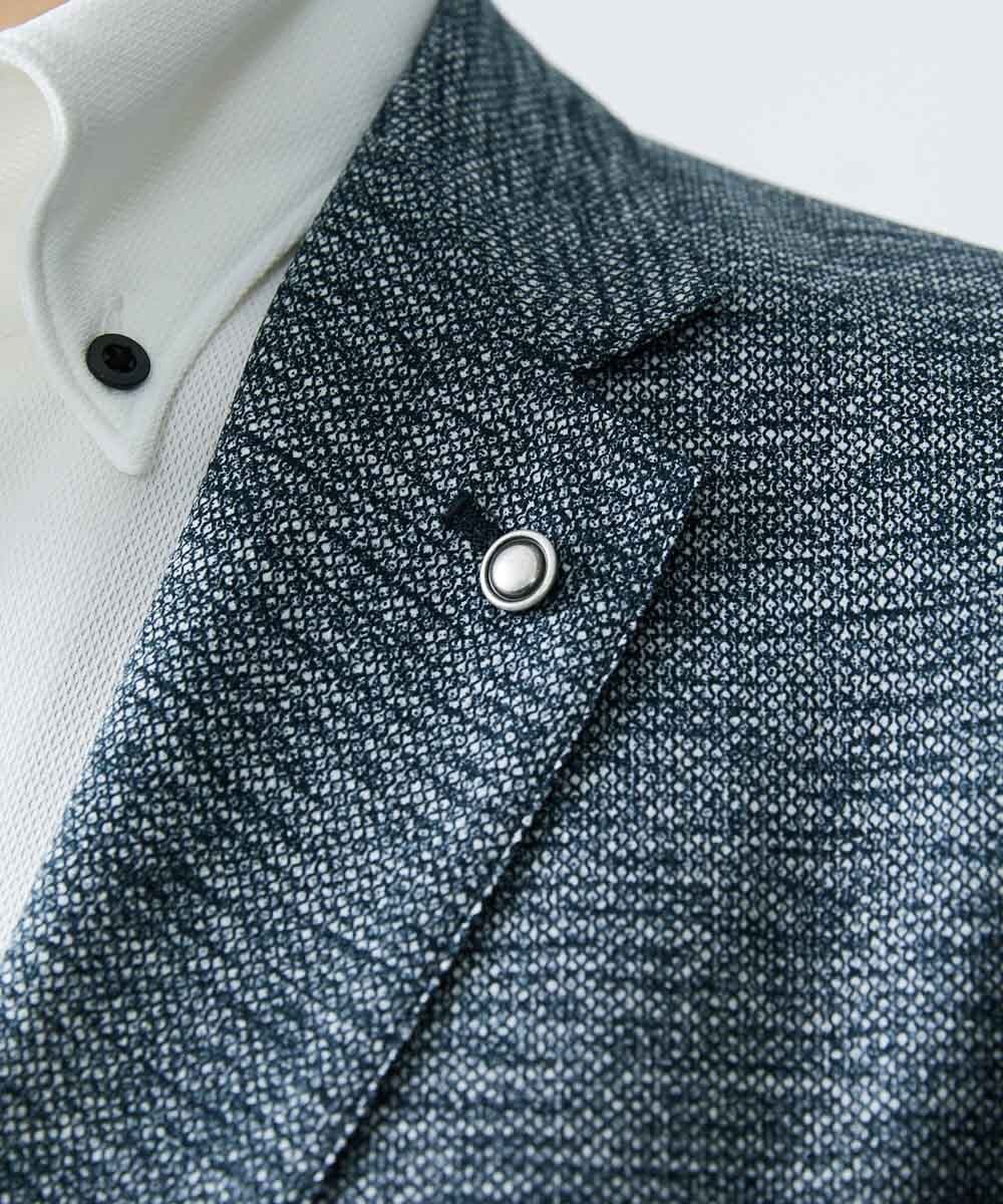 MNDGS02360 MICHEL KLEIN HOMME(ミッシェルクラン オム) 幾何柄ストレッチジャケット ライトブルー(50)
