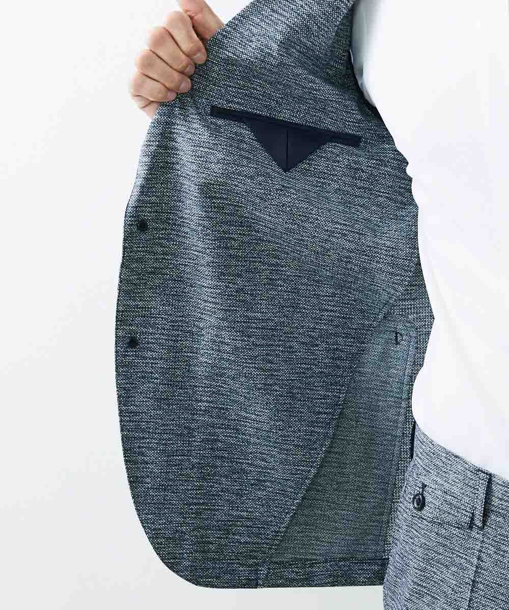 MNDGS02360 MICHEL KLEIN HOMME(ミッシェルクラン オム) 幾何柄ストレッチジャケット ライトブルー(50)
