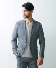 MNDGS02360 MICHEL KLEIN HOMME(ミッシェルクラン オム) 幾何柄ストレッチジャケット ライトブルー(50)