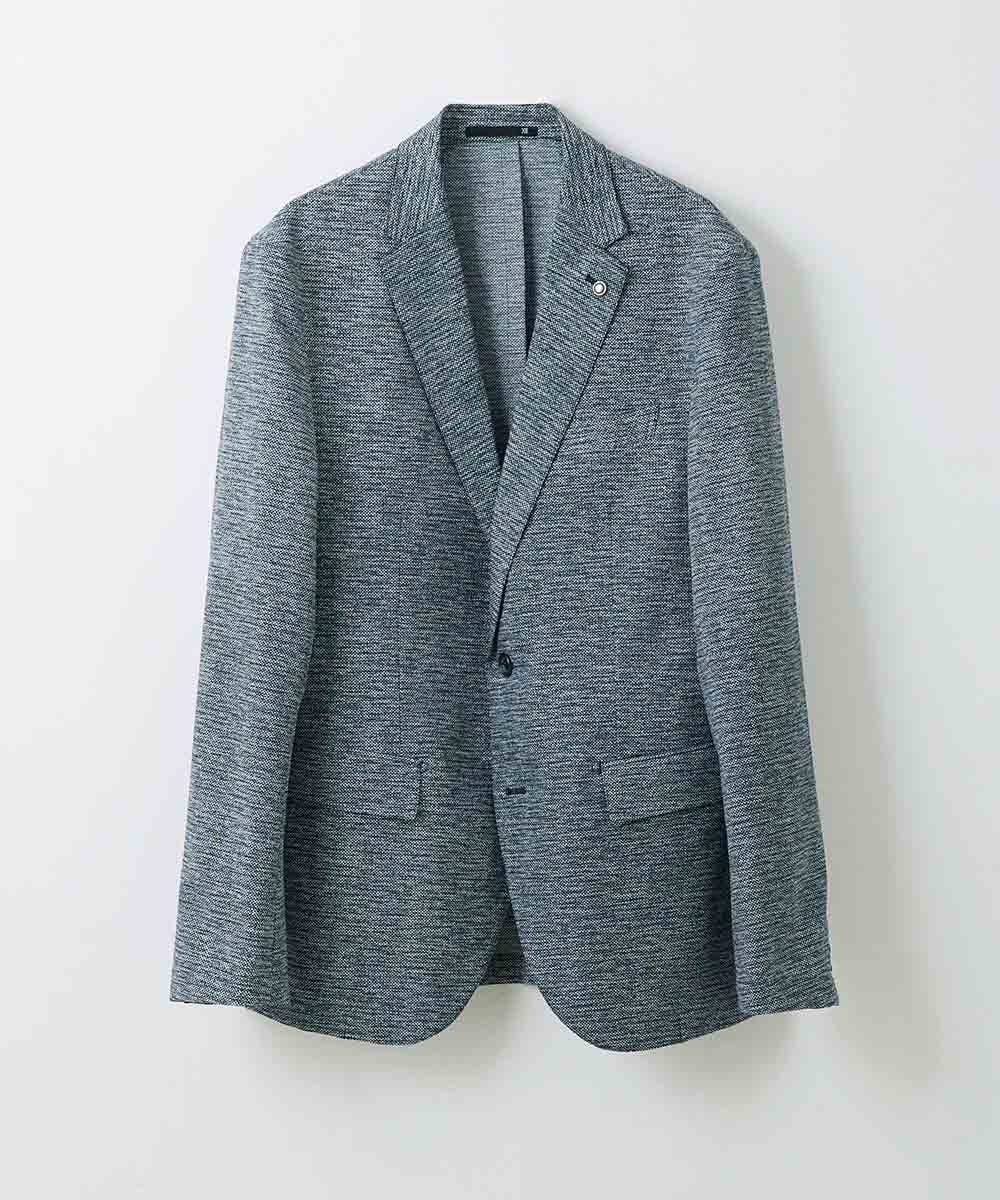 MNDGS02360 MICHEL KLEIN HOMME(ミッシェルクラン オム) 幾何柄ストレッチジャケット ライトブルー(50)