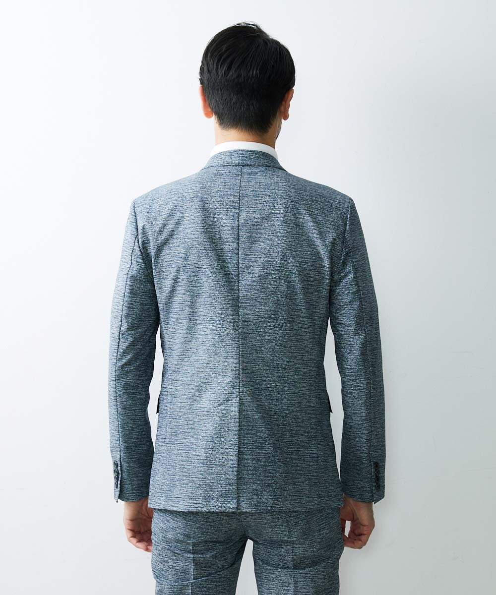 MNDGS02360 MICHEL KLEIN HOMME(ミッシェルクラン オム) 幾何柄ストレッチジャケット ライトブルー(50)