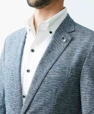 MNDGS02360 MICHEL KLEIN HOMME(ミッシェルクラン オム) 幾何柄ストレッチジャケット ライトブルー(50)