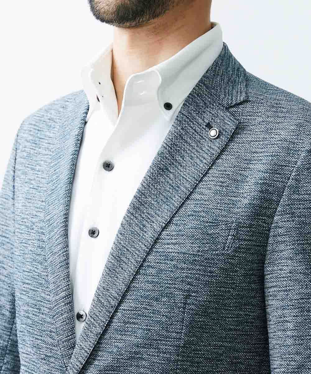 MNDGS02360 MICHEL KLEIN HOMME(ミッシェルクラン オム) 幾何柄ストレッチジャケット ライトブルー(50)