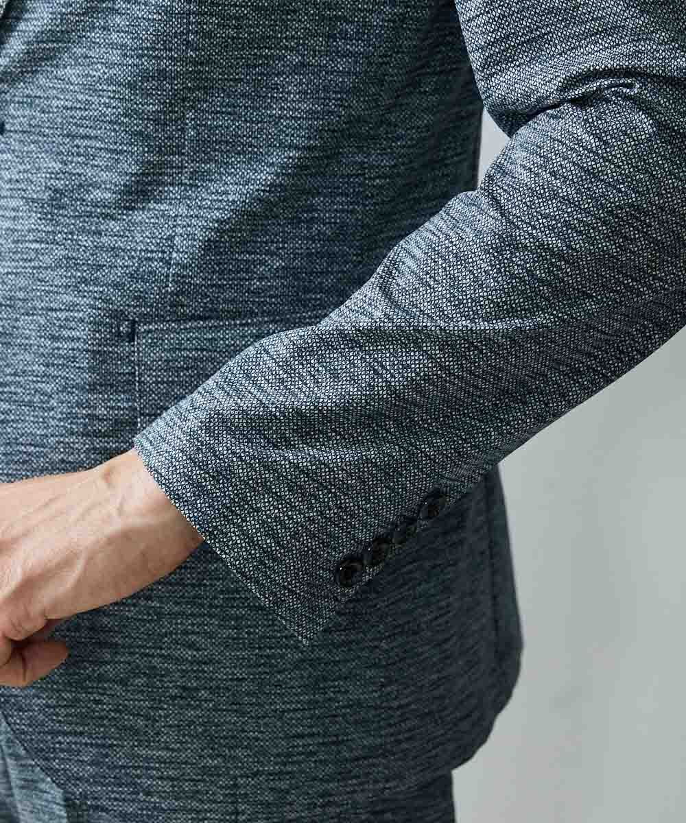MNDGS02360 MICHEL KLEIN HOMME(ミッシェルクラン オム) 幾何柄ストレッチジャケット ライトブルー(50)