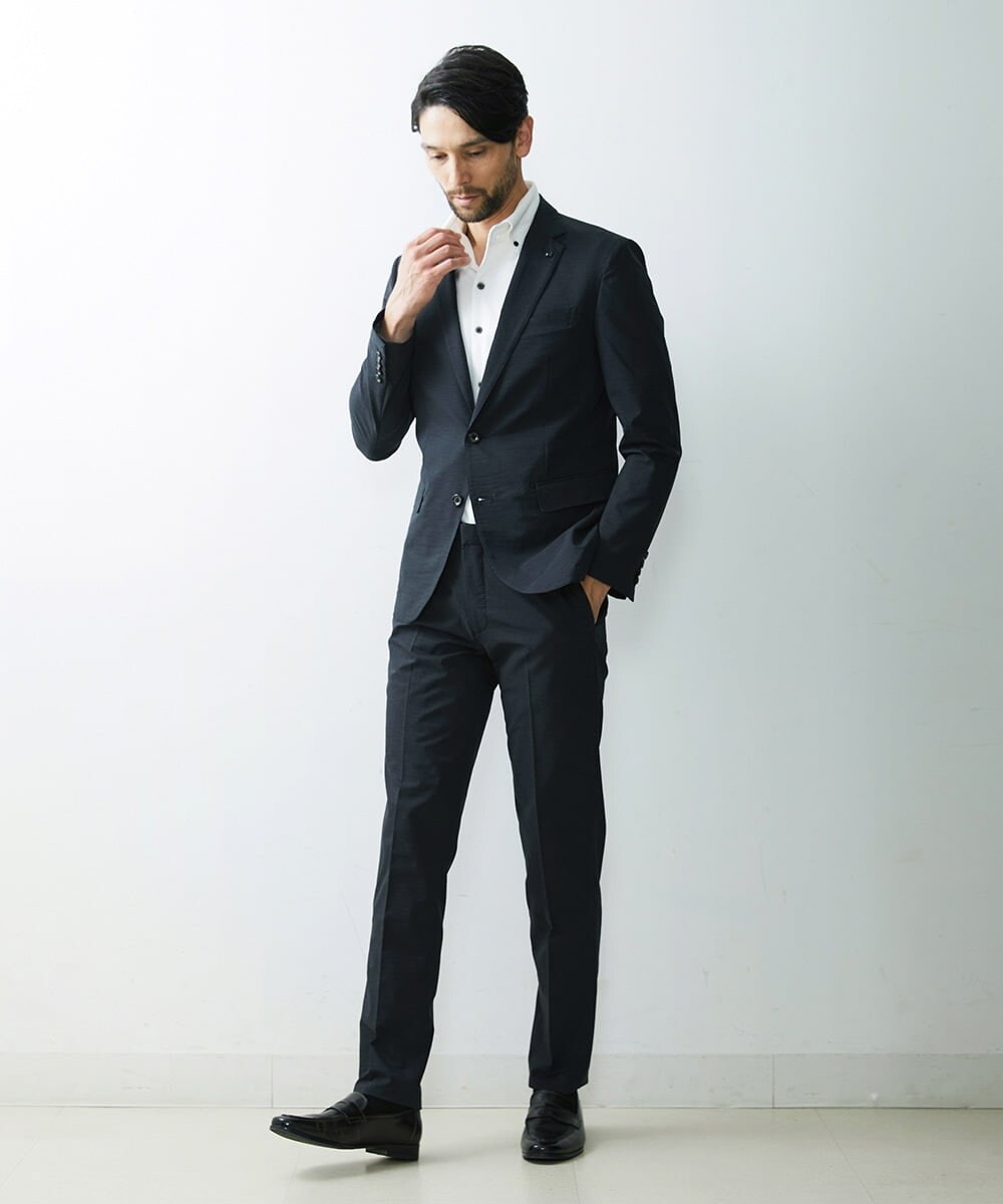 MNDGS02360 MICHEL KLEIN HOMME(ミッシェルクラン オム) 幾何柄ストレッチジャケット ネイビー(58)