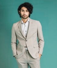 MNDGS02360 MICHEL KLEIN HOMME(ミッシェルクラン オム) 幾何柄ストレッチジャケット オフホワイト(81)