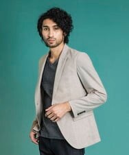 MNDGS02360 MICHEL KLEIN HOMME(ミッシェルクラン オム) 幾何柄ストレッチジャケット オフホワイト(81)