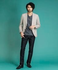 MNDGS02360 MICHEL KLEIN HOMME(ミッシェルクラン オム) 幾何柄ストレッチジャケット オフホワイト(81)
