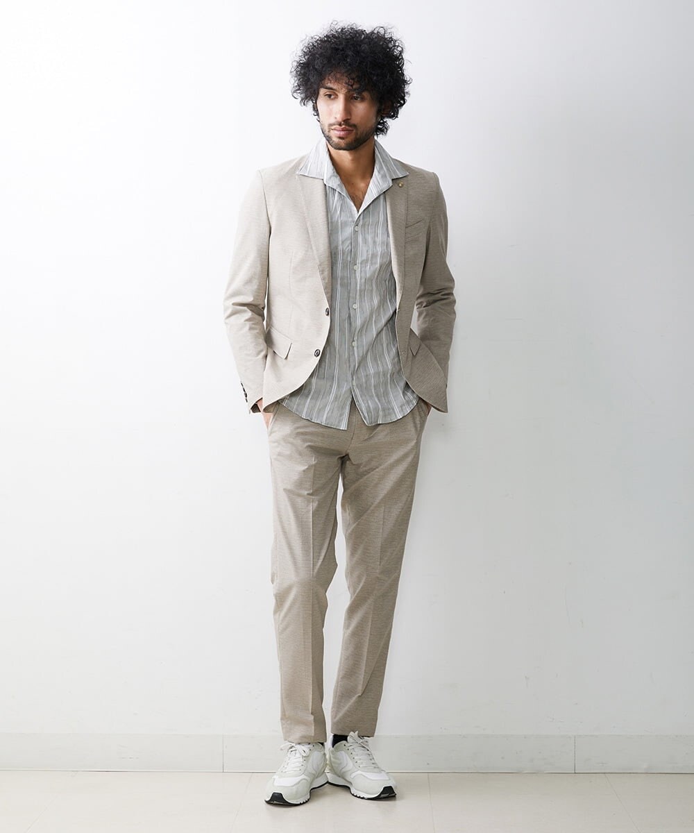 MNDGS02360 MICHEL KLEIN HOMME(ミッシェルクラン オム) 幾何柄ストレッチジャケット オフホワイト(81)