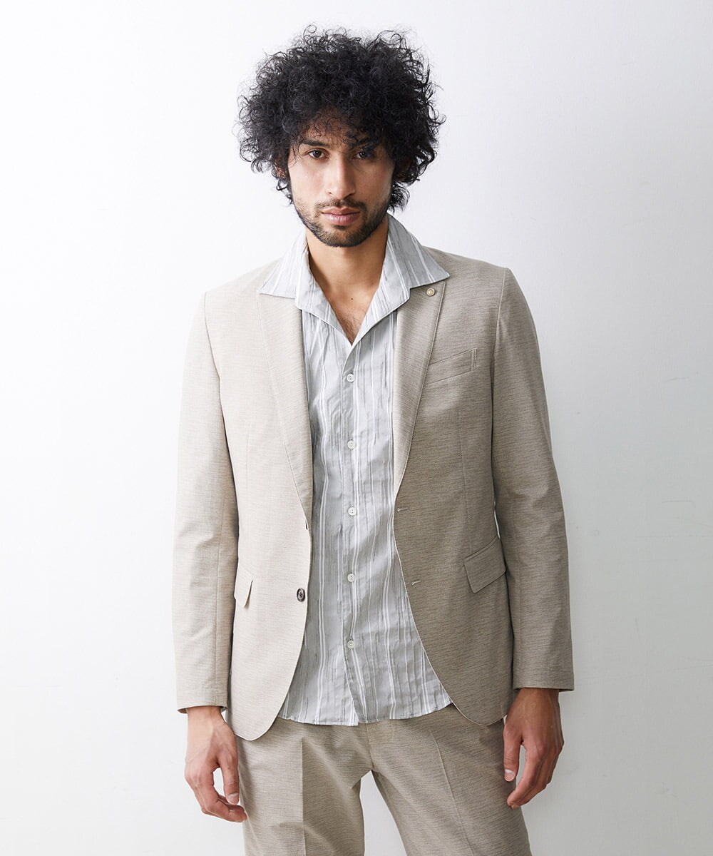 MNDGS02360 MICHEL KLEIN HOMME(ミッシェルクラン オム) 幾何柄ストレッチジャケット オフホワイト(81)