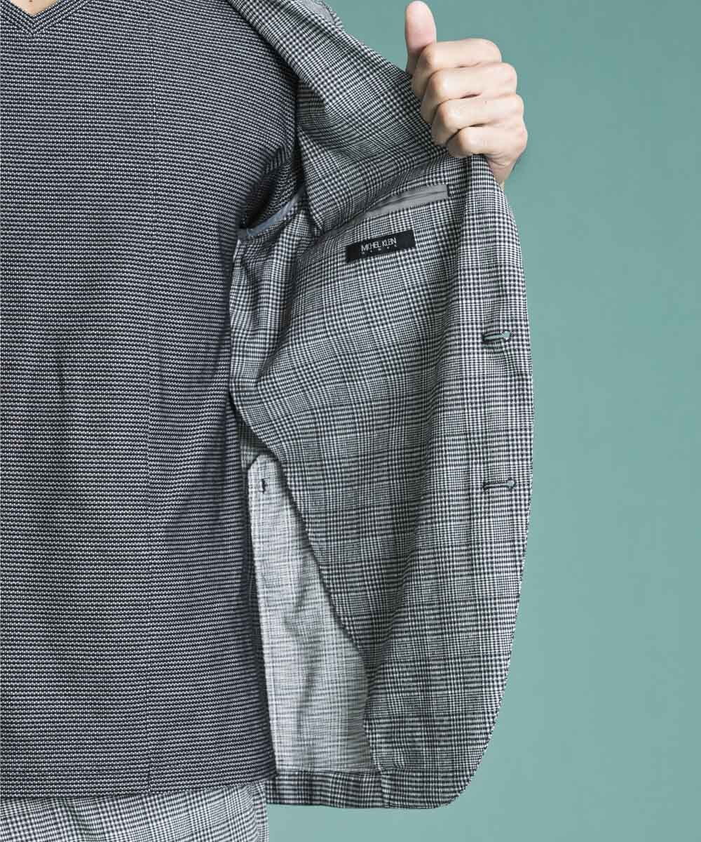 MNDGS03390 MICHEL KLEIN HOMME(ミッシェルクラン オム) チェック柄サッカージャケット ライトブルー(50)