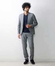 MNDGS03390 MICHEL KLEIN HOMME(ミッシェルクラン オム) チェック柄サッカージャケット ライトブルー(50)