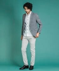 MNDGS03390 MICHEL KLEIN HOMME(ミッシェルクラン オム) チェック柄サッカージャケット ライトブルー(50)