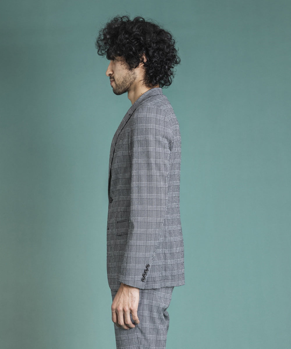 MNDGS03390 MICHEL KLEIN HOMME(ミッシェルクラン オム) チェック柄サッカージャケット ライトブルー(50)