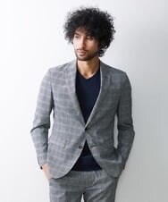 MNDGS03390 MICHEL KLEIN HOMME(ミッシェルクラン オム) チェック柄サッカージャケット ライトブルー(50)