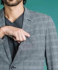 MNDGS03390 MICHEL KLEIN HOMME(ミッシェルクラン オム) チェック柄サッカージャケット ライトブルー(50)
