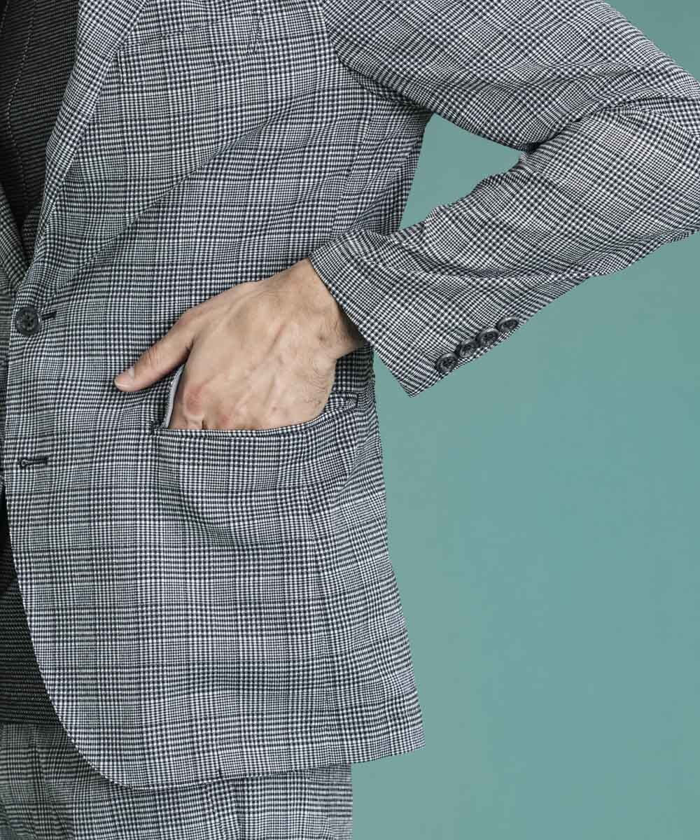MNDGS03390 MICHEL KLEIN HOMME(ミッシェルクラン オム) チェック柄サッカージャケット ライトブルー(50)
