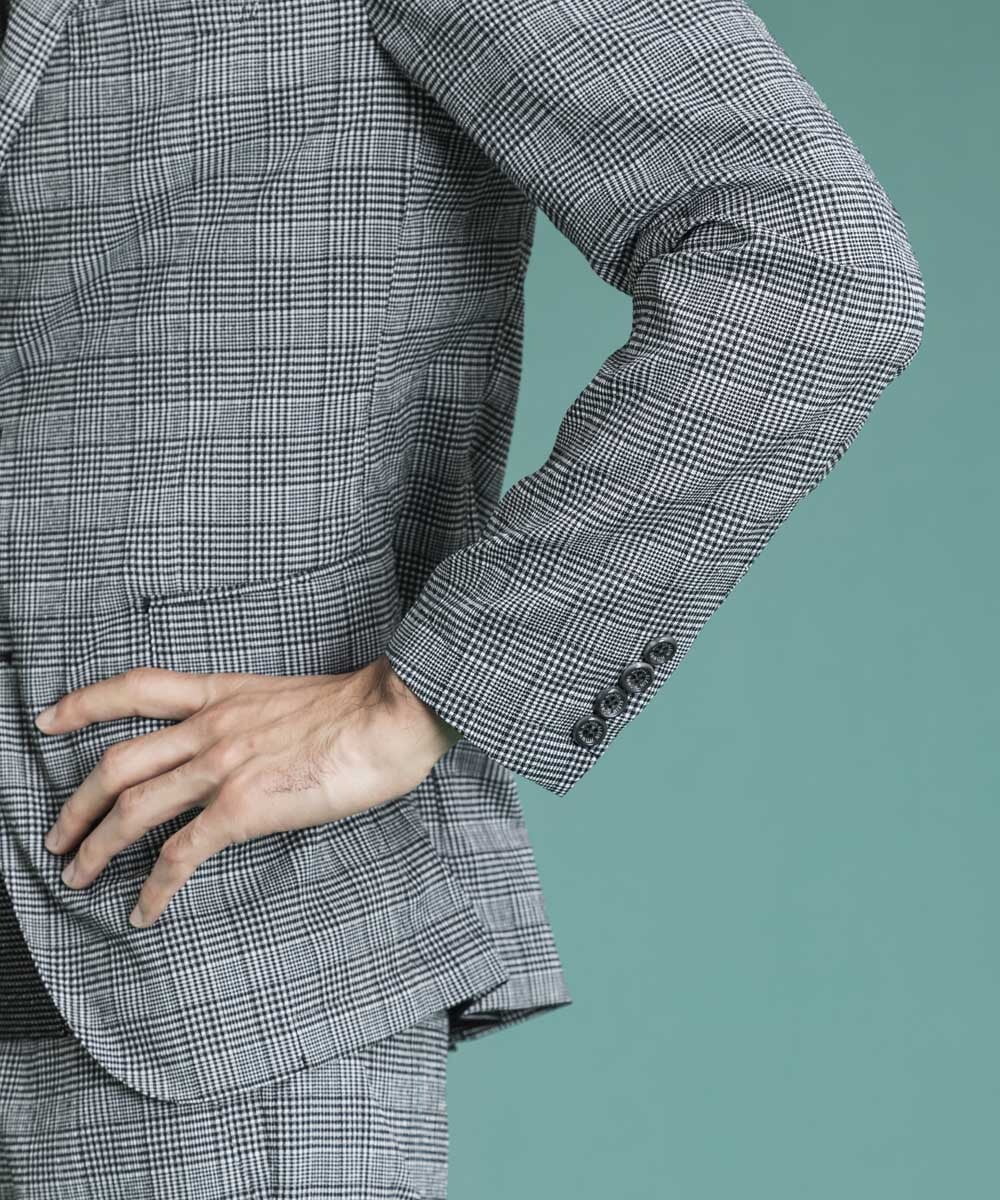 MNDGS03390 MICHEL KLEIN HOMME(ミッシェルクラン オム) チェック柄サッカージャケット ライトブルー(50)