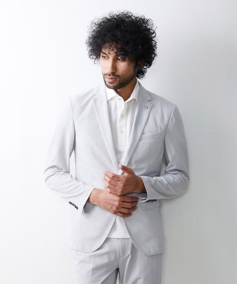 MNDGS04390 MICHEL KLEIN HOMME(ミッシェルクラン オム) メッシュストレッチジャケット ライトグレー