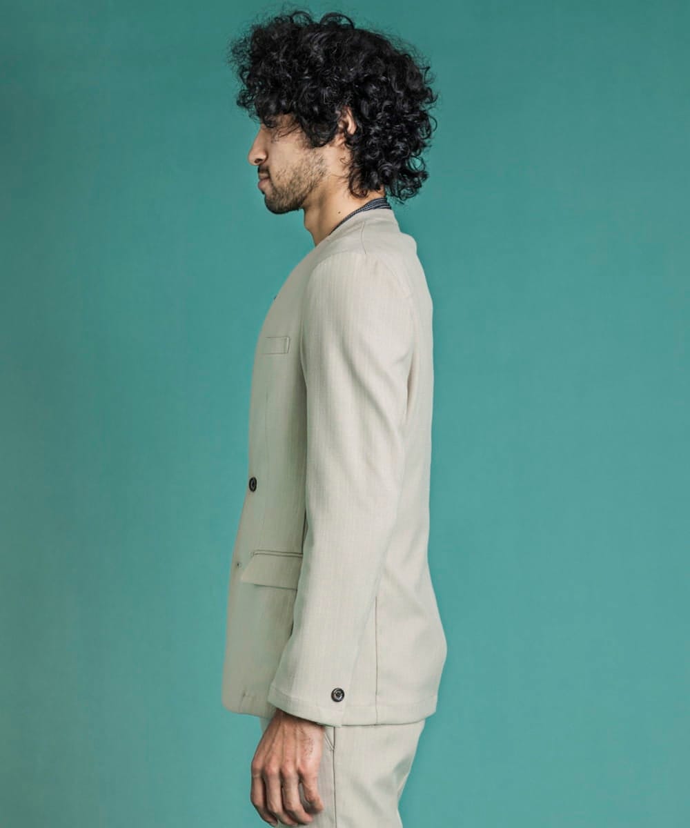 MNDGS14410 MICHEL KLEIN HOMME(ミッシェルクラン オム) ブッチャーノーカラージャケット ベージュ(82)
