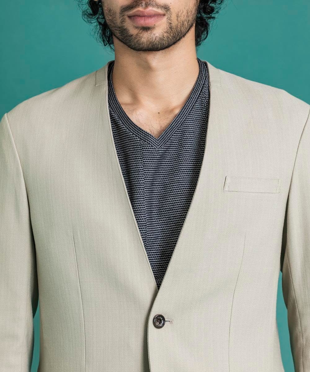 MNDGS14410 MICHEL KLEIN HOMME(ミッシェルクラン オム) ブッチャーノーカラージャケット ベージュ(82)